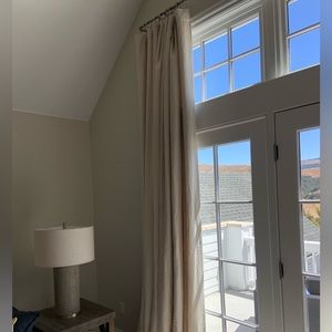 Restoration Hardware Belgian linen lined drapery panel. Sand. 50”wide 120” long